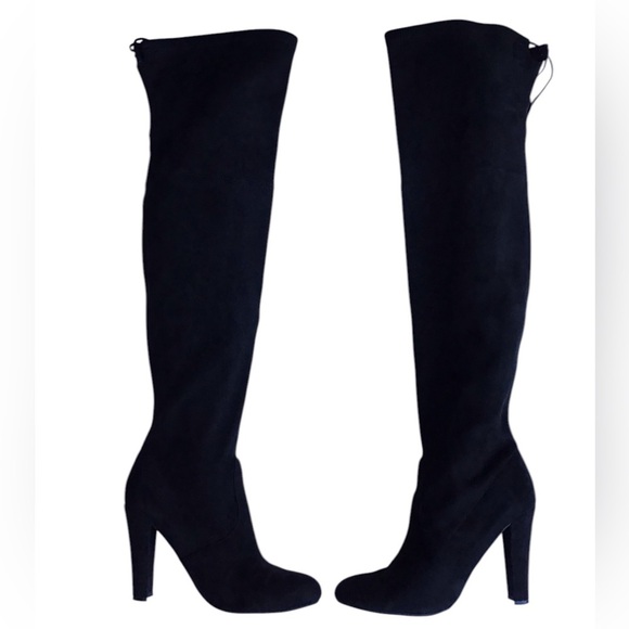 Steve Madden Gorgeous Black Vegan Suede Over The Knee Boots Size 8M - Picture 2 of 5